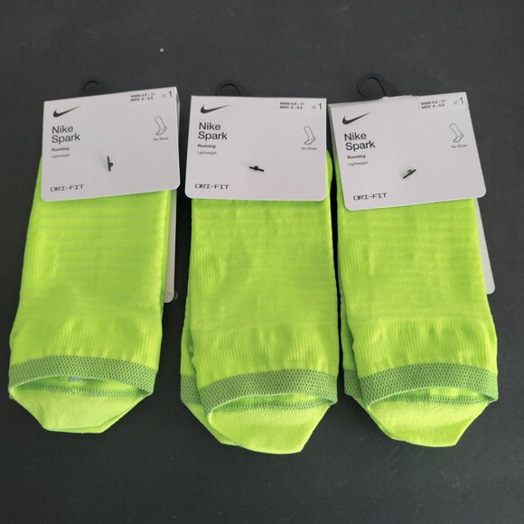 NWT (3) Pair Nike Spark No Show Womens 9.5-11 Yellow DRI-FIT Running Socks - Picture 3 of 5